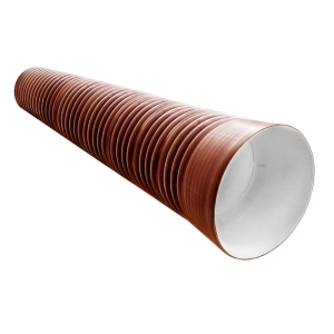 Труба гофрированная ПНД 315/276 мм (6 м) с раструбом с кольцом терракот SN8