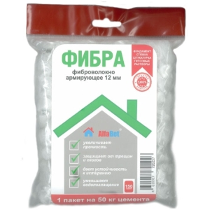 Фиброволокно армирующее 12 мм для цементных растворов, 150 г