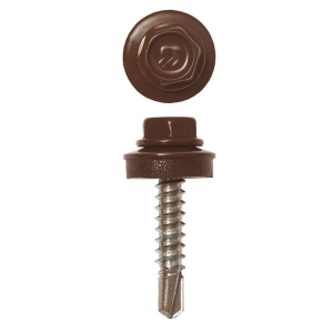 Саморезы кровельные с буром 4.8х28 мм шоколадно-коричневый RAL 8017 (10 шт)