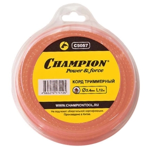 Леска (корд) для триммера (2.4 мм, 12 м, витой квадрат) CHAMPION DUO C5057