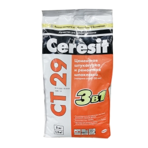 Штукатурка и ремонтная шпаклевка Ceresit CT 29 5 кг