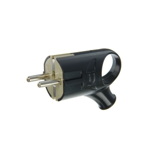 Вилка кабельная угловая с ушком черная (16 А, с з/к) UNIVersal А0112