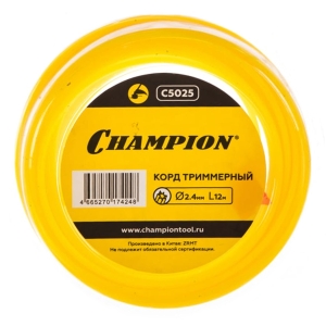 Леска (корд) для триммера (2.4 мм, 12 м, звезда) CHAMPION C5025