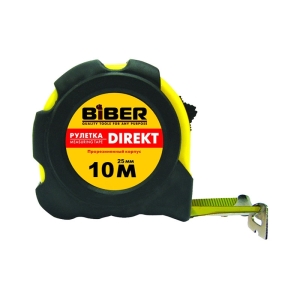 Рулетка 10 м/25 мм с фиксатором BIBER Direkt