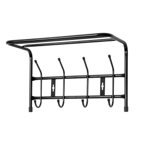 Вешалка настенная с полкой 4 крючка черная (405х265х245 мм) Nika ВП4/Ч