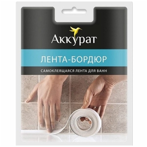 Лента-бордюр для ванн самоклеящаяся 38х3350 мм белая Аккурат