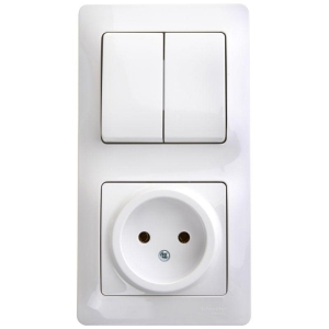 Блок комбинир. СУ белый 2 кл. выкл.+розетка Schneider Electric GLOSSA