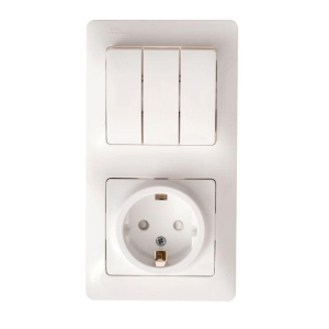 Блок комбинир. СУ белый 3 кл. выкл.+розетка Schneider Electric GLOSSA