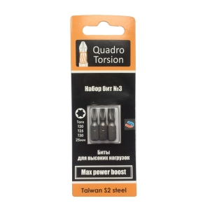 Набор бит №3 (25 мм, 3 шт) Quadro Torsion 490003