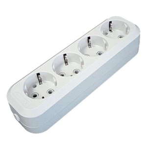 Колодка удлинителя 4-местная UNIVersal E304, с з/к 16А белая