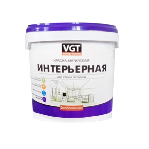 Краска влагостойкая интерьерная VGT ВД-АК-2180 белоснежная 1.5 кг