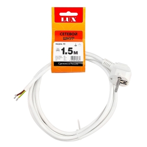 Шнур сетевой V3 ПВС 3х0.75 мм² с з/к с вилкой 1.5 м белый LUX