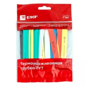 Термоусаживаемая трубка ТУТ 10/5 мм, 21 шт (7 цветов) 100 мм EKF