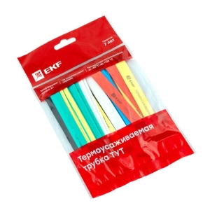 Термоусаживаемая трубка ТУТ 12/6 мм, 21 шт (7 цветов) 100 мм EKF