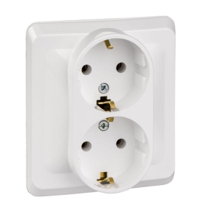 Розетка 2-м СУ белая 16 А, с з/к Schneider Electric Этюд