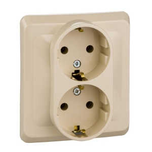 Розетка 2-м СУ кремовая 16 А, с з/к Schneider Electric Этюд
