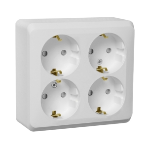 Розетка 4-м ОП белая 16 А, с з/к, з/ш Schneider Electric Этюд