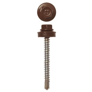 Саморезы кровельные с буром 4.8х51 мм шоколадно-коричневый RAL 8017 (40 шт)