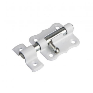 Задвижка накладная (фигурная) ЗТ-2 круглый ригель, белая Металлист