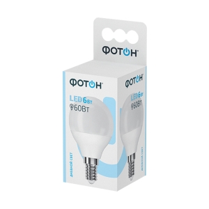 Лампа светодиодная LED P45 6 Вт E14 шар 4000 K дневной свет ФОТОН