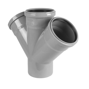 Крестовина одноплоскостная для внутренней канализации 110х110х110 мм угол 45°