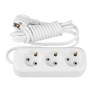 Удлинитель LUX У3-Е-03 белый (3х3 м, ПВС 3х0.75, с/з)