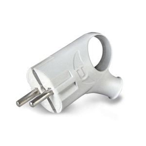 Вилка кабельная угловая с ушком белая (16 А, с з/к) UNIVersal А112