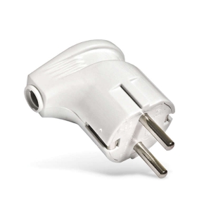 Вилка кабельная угловая белая (16 А, с з/к) UNIVersal А105