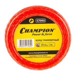 Леска (корд) для триммера (2 мм, 15 м, витой квадрат) CHAMPION C7002