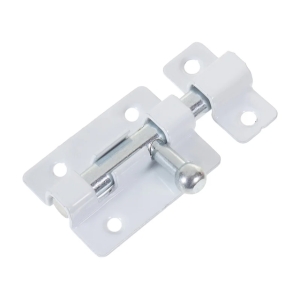 Задвижка накладная (прямоугольная) ЗТ-4 круглый ригель, белая Металлист