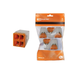 Клемма КБМ-2273-244 на 4 провода 0.75-2.5 мм², с пастой (5 шт) TDM ЕLECTRIC