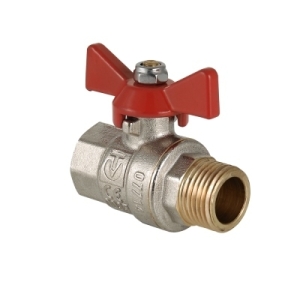 Кран шаровый 1" в/н резьба бабочка (красная) прямой BASE Valtec