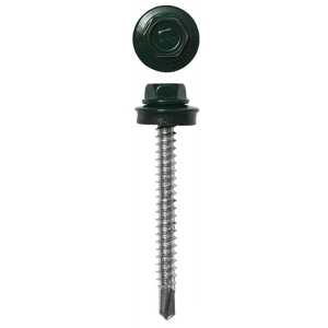 Саморезы кровельные с буром 4.8х51 мм зеленый мох RAL 6005 (180 шт)