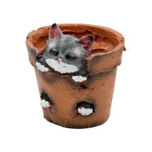 Фигура садовая Горшочек с котиком 15 см