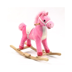 Качалка-Лошадь XR-30201/4, розовая, со звуком, открывает рот, машет хвостом