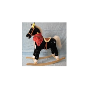 Качалка-Лошадь XR3010/BLACK, черная, со звуком, открывает рот, машет хвостом